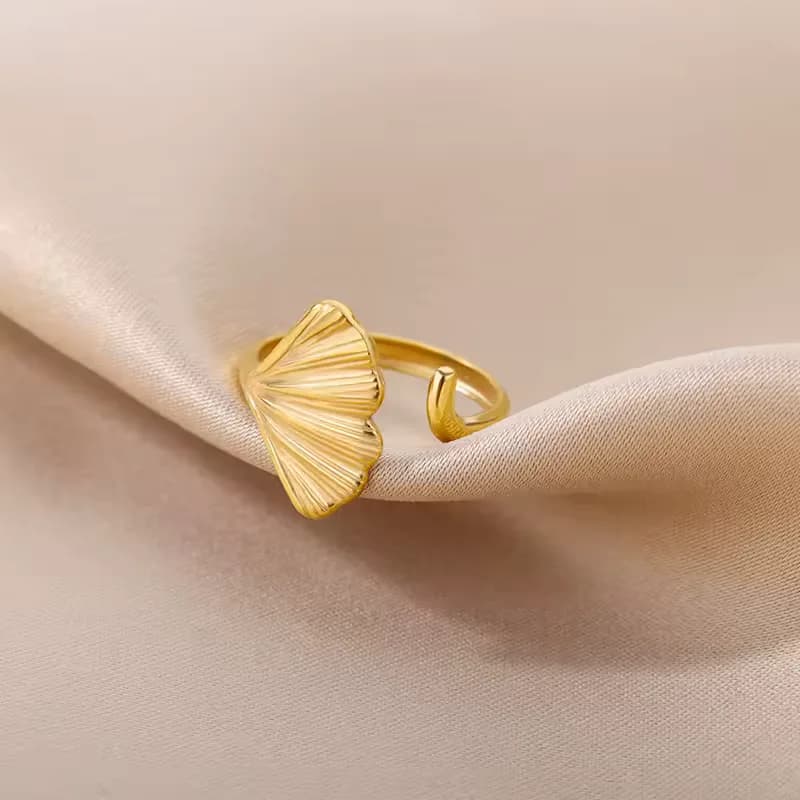 Anillos Vintage de hoja de Ginkgo para mujer